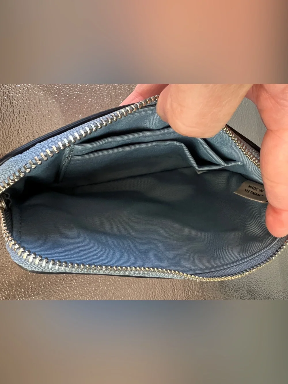 Coach Corner Zip Wristlet Pouch in Light Blue